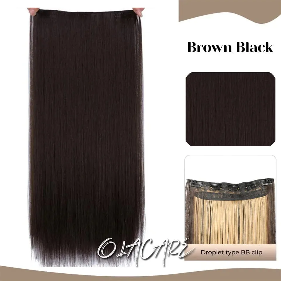 Synthetic Wig 5 Clip One Piece Invisible Hair Extensions Long Straight 24Inch Heat Resistant Hairpiece for Women — image 11