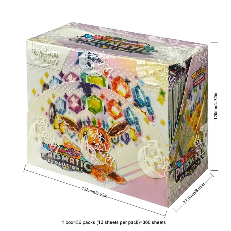 360Pcs English Pokémon TCG: Prismatic Evolutions Scarlet Violet Box Pokémon trade card 36 Pack Box gift