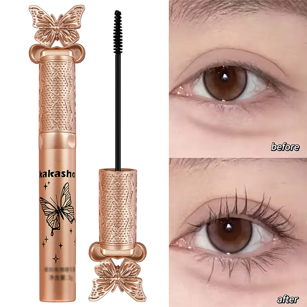 Kakashow Mascara mat en Fiber de soie maquillage brosse Ultra-fine allonge les cils imperméable à l'eau séchage rapide noir Curling