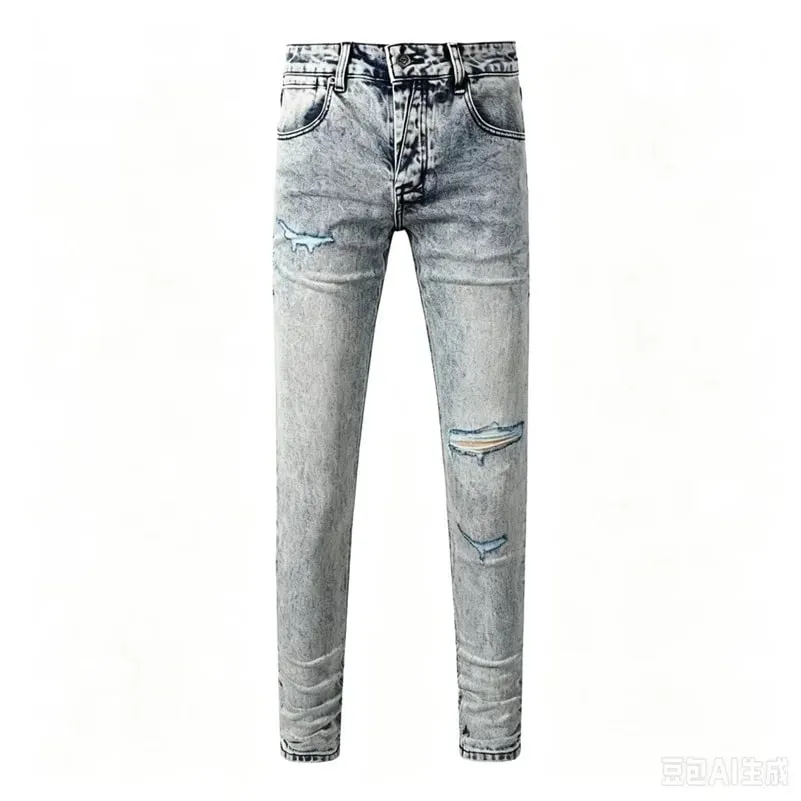 Luxury Streetwear Men's Jeans Americans Style Holes Long Trousers Quality Male Stretch Slim Pants Skinny Trousers — image 15