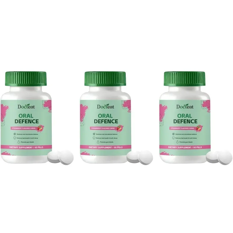 Oral Probiotics Chewable Tablets Strawberry Flavor with Xylitol & Hydroxyapatite Probiotic Complex Oral Health Support 60 Pills — image 8