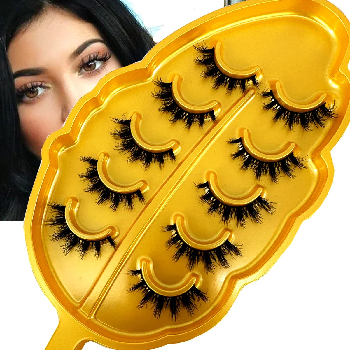 NEW Cat/Fox Eye Effect 5pairs Messy Fluffy Volume Eyelashes6D Super Fluffy Wispy Mink Eyelashes Dramatic Lashes Eyelash