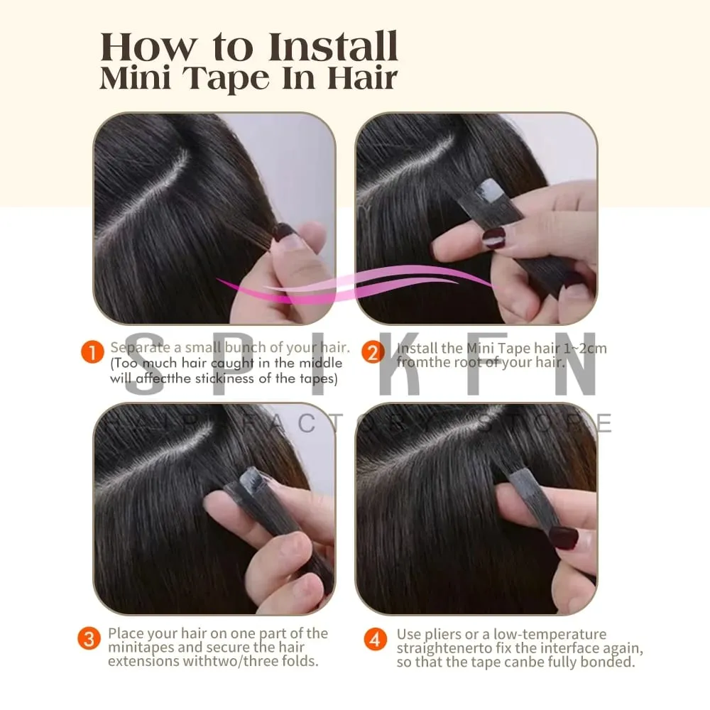 Mini Tape In Human Hair Extensions 12"-20" Machine Remy Skin Weft Adhesive Tape Hair Natural Blonde Tape Ons 10pcs for Women