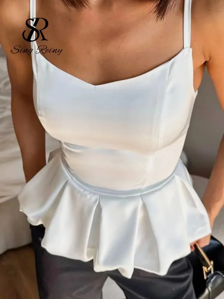 Satin Party Evening Tank Top 2026 Ladies Strap Zipper Design Backless Sexy Blouse Streetwear Solid Luxury Camisole — image 6