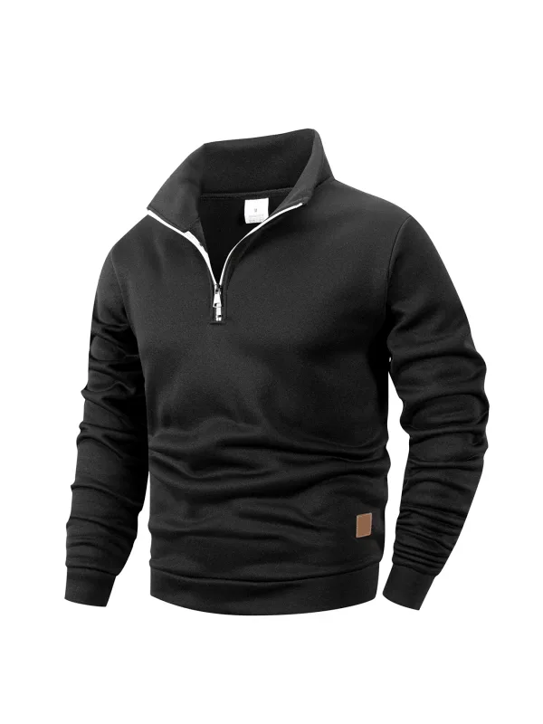2Pcs Set Men 1/4 Zip Mock Neck Sweatshirt, Fleece Lined Pullover with Ribbed Cuffs Warm Casual Top for Fall Winter Daily Wear — image 24