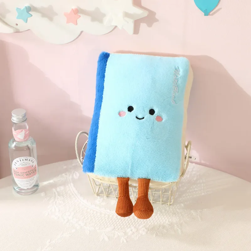 1pc 편지지 플러시 장난감 웃는 Kawaii 얼굴 연필 책 눈금자 다리 인간형 인형 장식 플러시 생일 선물 — image 8