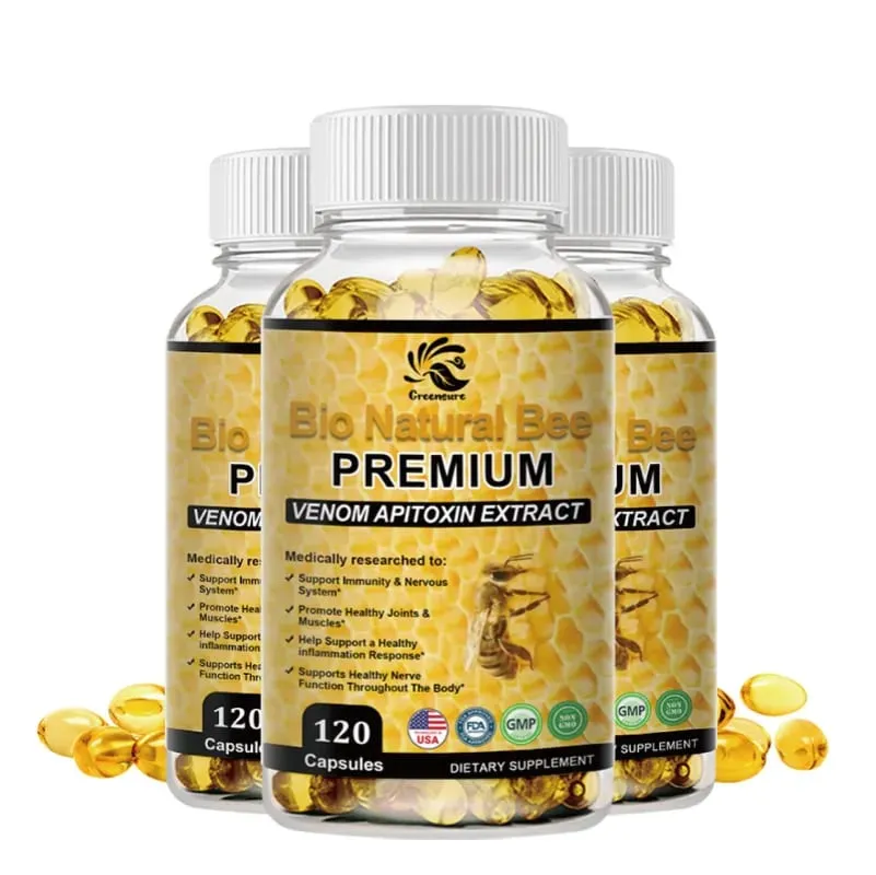 Greensure Natural BEE Venom Capsule para Imunidade e Antioxidação - 60/120 Cápsulas - Não OGM