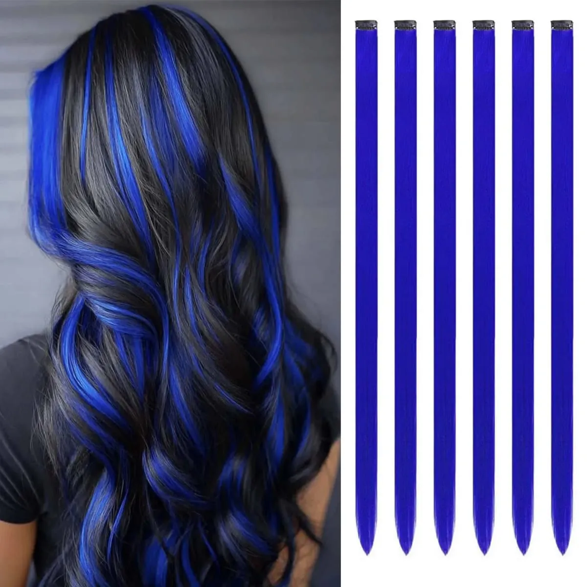Estensioni a clip da 6 pezzi Estensioni sintetiche per capelli colorati da 24 pollici Punti salienti del partito Posticci lunghi dritti per donne Ragazza per bambini