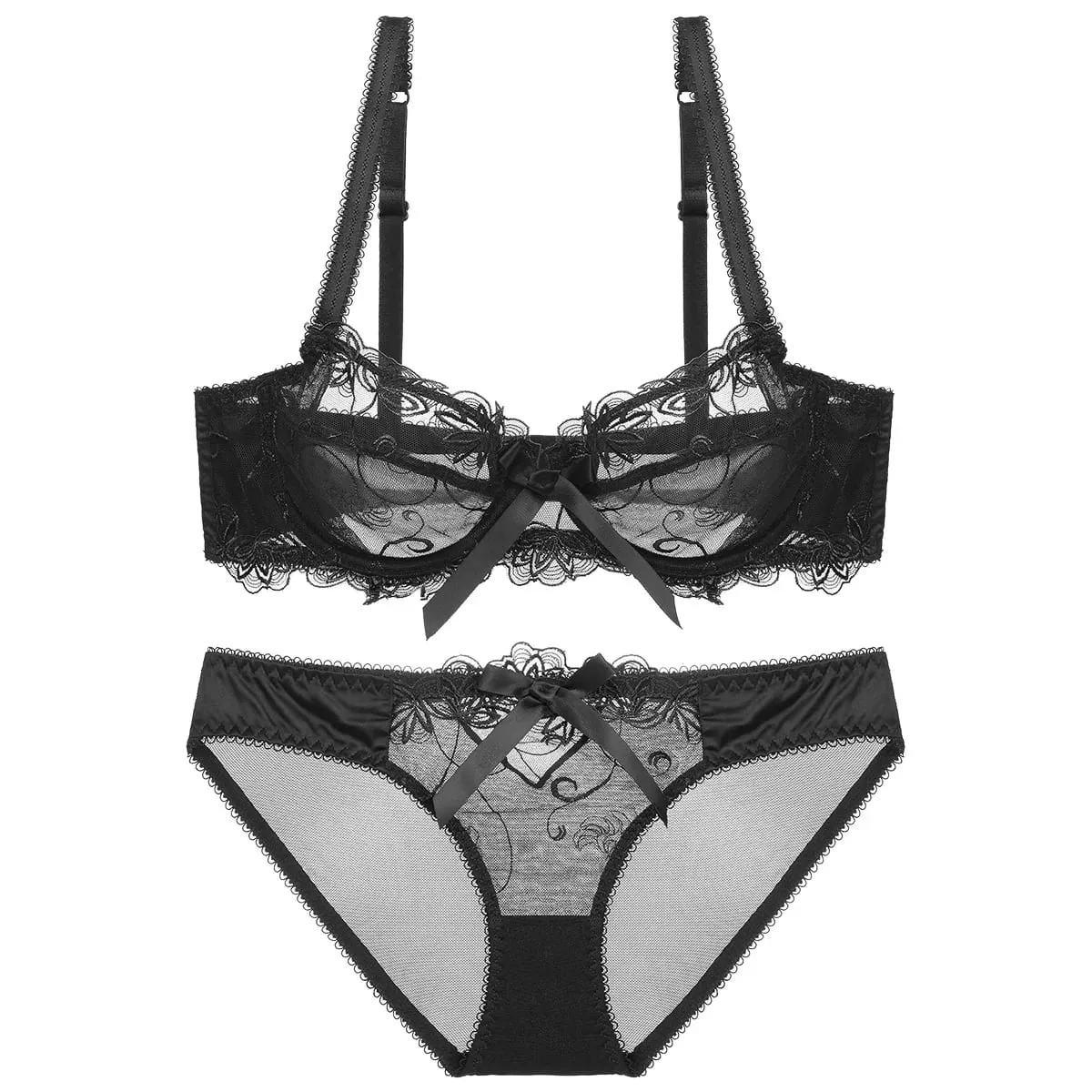 high quality sexy women bras and brief two piece set push up A B C D cup wire summer lingerie underwear pink purple white — image 7