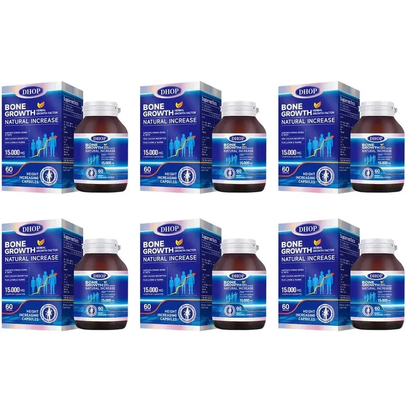 Bone Growth Natural Increase Capsules with L-Lysine Vitamin D3 Calcium & Zinc; Supports Strong Bones & Teeth 60 Capsules
