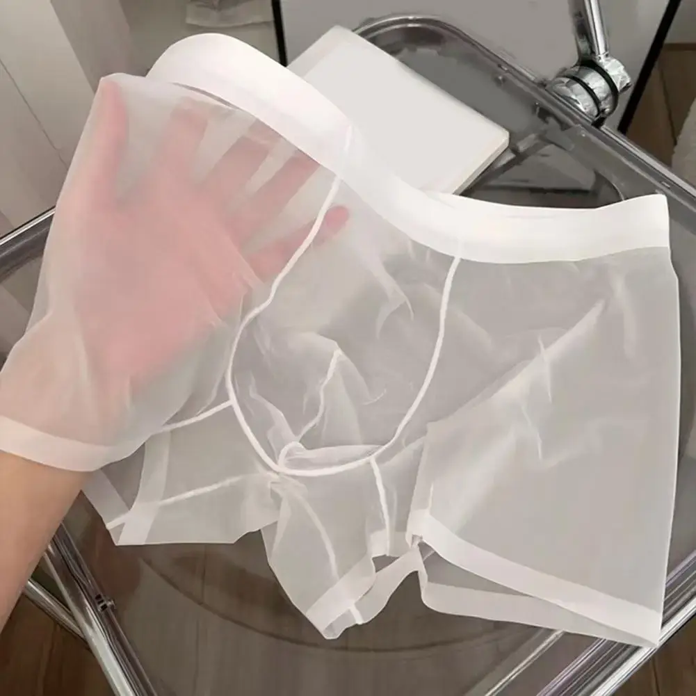 Män Boxer Transparent Lättvikts Underkläder Elastisk U-Konvex Tunn Perspektiv Shorts Sömlösa Trosor — image 2