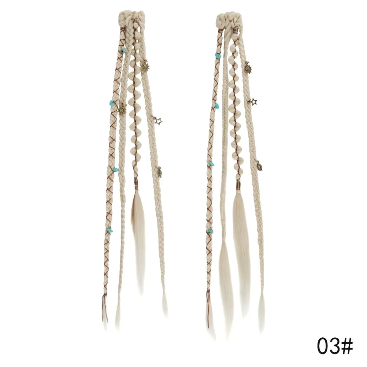 Clip in Braided Hair Extensions for Women Boho Dreadlock Clip in Braids with Beads 2pcs Handmade Synthetic Braided Hairpieces