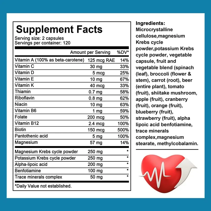 Multivitamin Capsules Contain Biotin and Magnesium To Antioxidant Help Boost Immune Function Energy and Immune Health — image 1