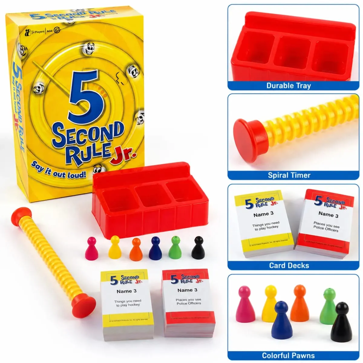 5 Second Rule Jr Kids Fast Thinking Trivia Card Board Game with Timer Family Party Educational Brain Teaser English Version — image 3