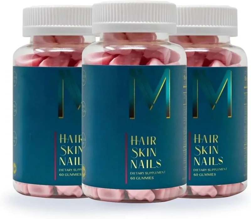 Hair Skin Nails Gummies with Biotin and Zinc Vitamins A C D2 and E Plus B6 and B12 for Radiant Healthy Skin 60 Gummies — image 9