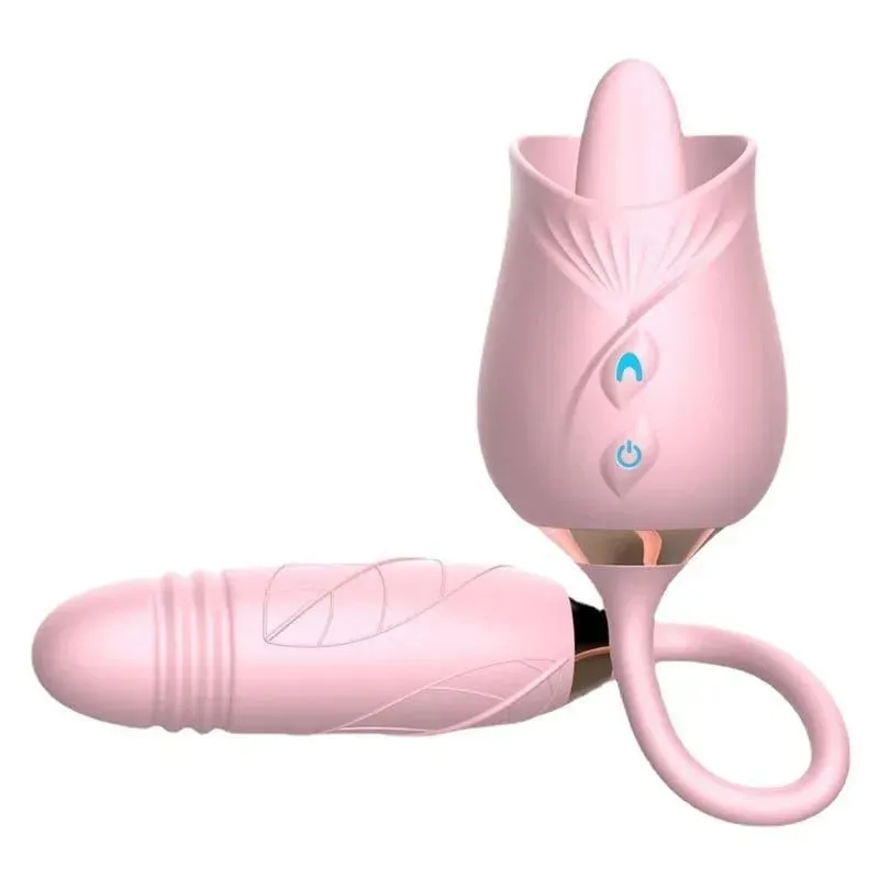 Telescopic Thrusting Sucker Vibrator for Women Rose Sucking Clit Stimulator Dildo Licking Vagin Anal Massager Sex Toys Couples