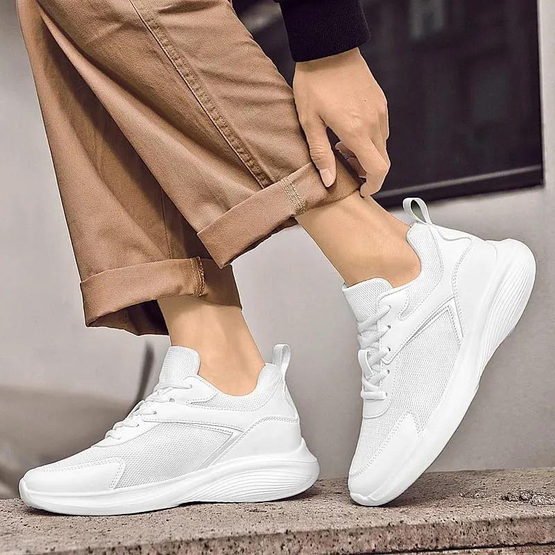 Men Fashion Height Increasing Sneakers Breathable Mesh Height Increase Shoes Microfiber Sole Comfortable Outdoor Walking Shoes — image 4