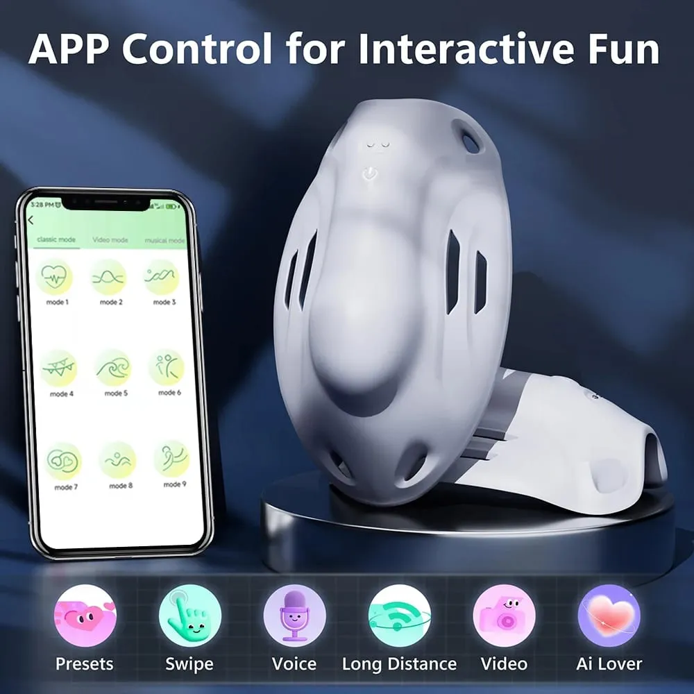 Wearable Male Penis Masturbator Enlarged Testicle Vibrator Chastity Cage APP Remote Control BDSM Vibrating Panty Sex Toys Men — image 2