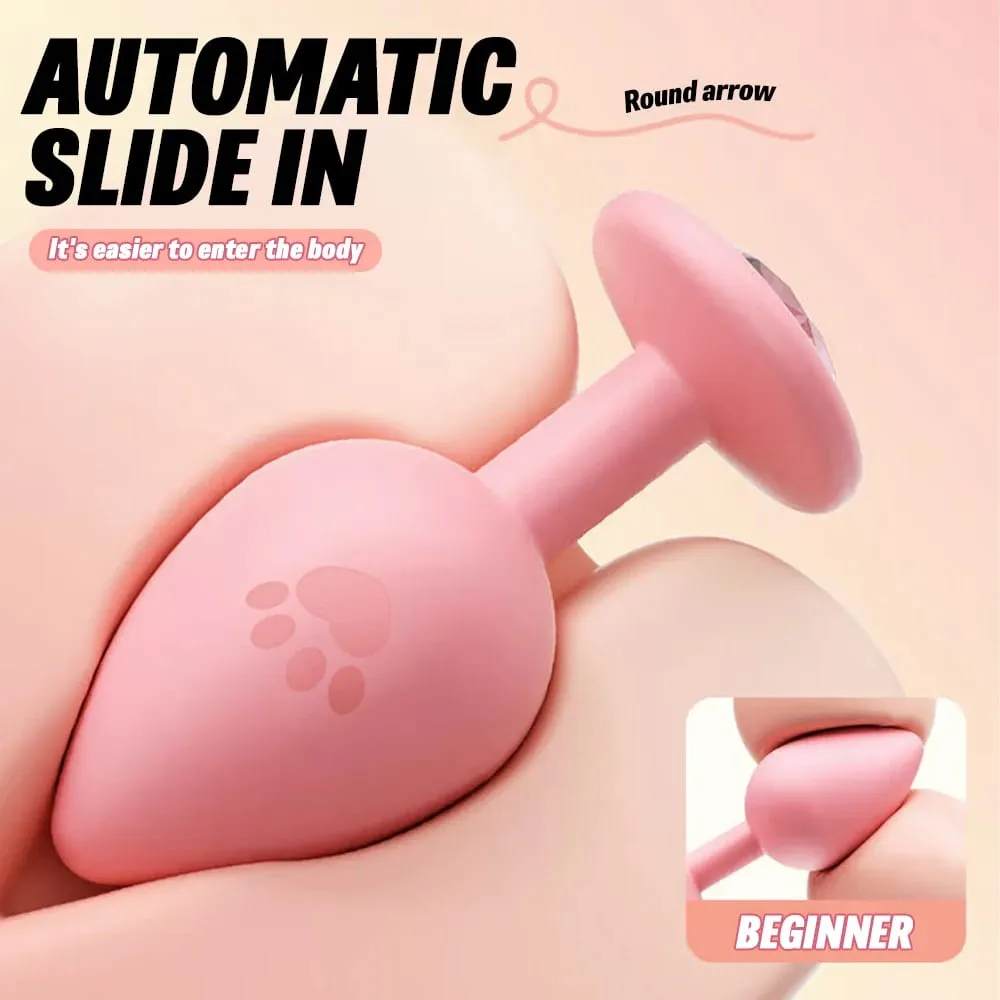 Soft Silicone Anal Plug Cat Paw Pattern 3 Sizes Butt Plug for Woman Men Gay Beginner Crystal Base Sex Toys For Adult Anal Dildo