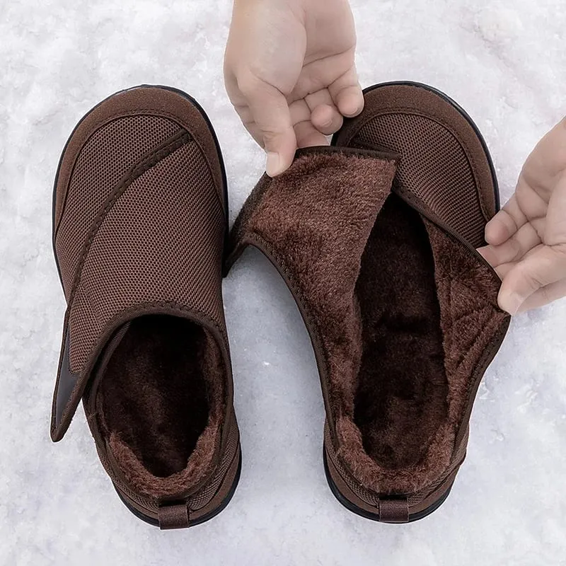 Winter Fur-lined Wide Box Toe Open Shoes for Elderly Men Women Diabetic Shoes Swollen Foot Fat Orthopedics Hallux Valgus Bunion