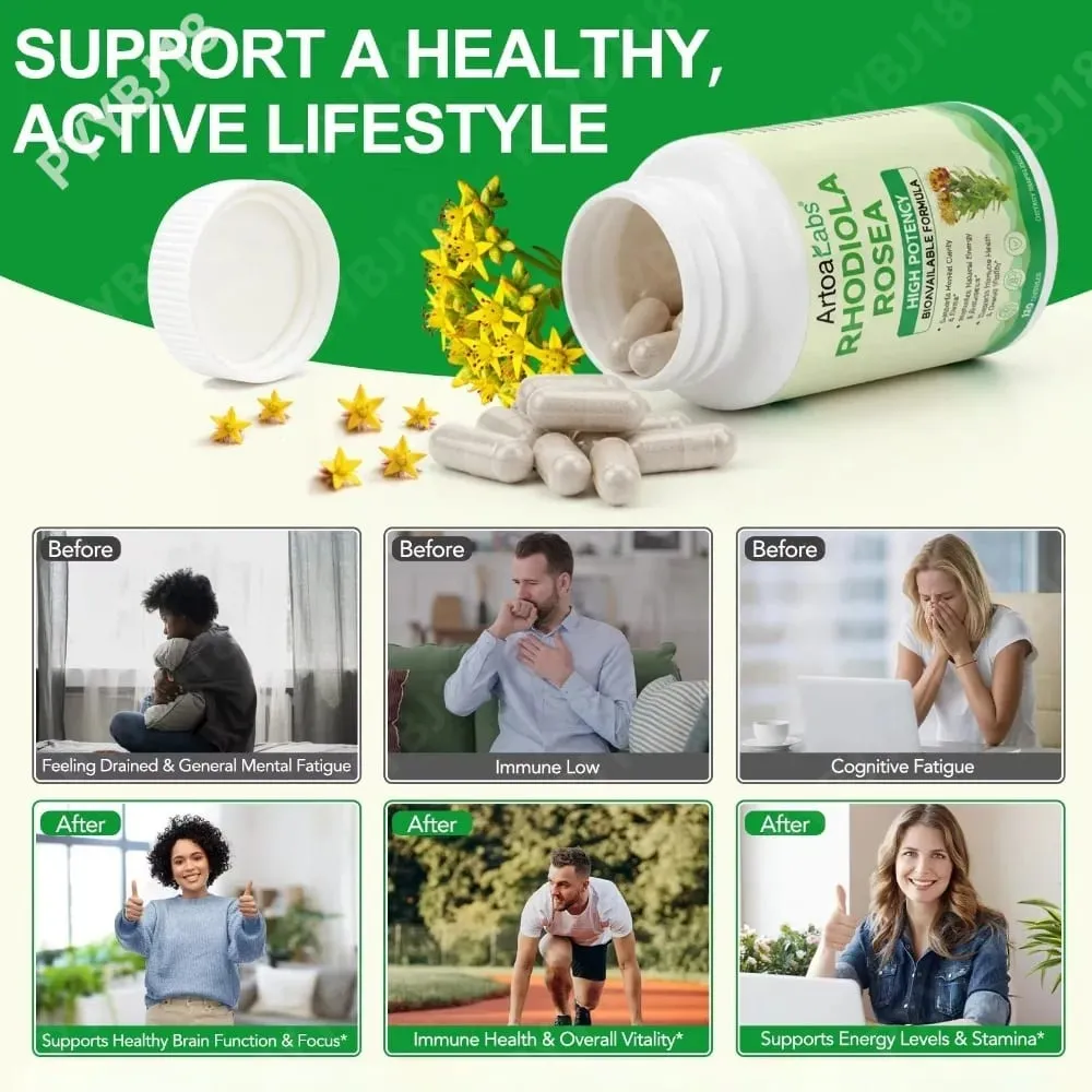 Rhodiola Rosea Capsules High Potency Formula Supports Mental Clarity & Focus Energy & Endurance Immune Health & Vitality 120 Ct — image 4
