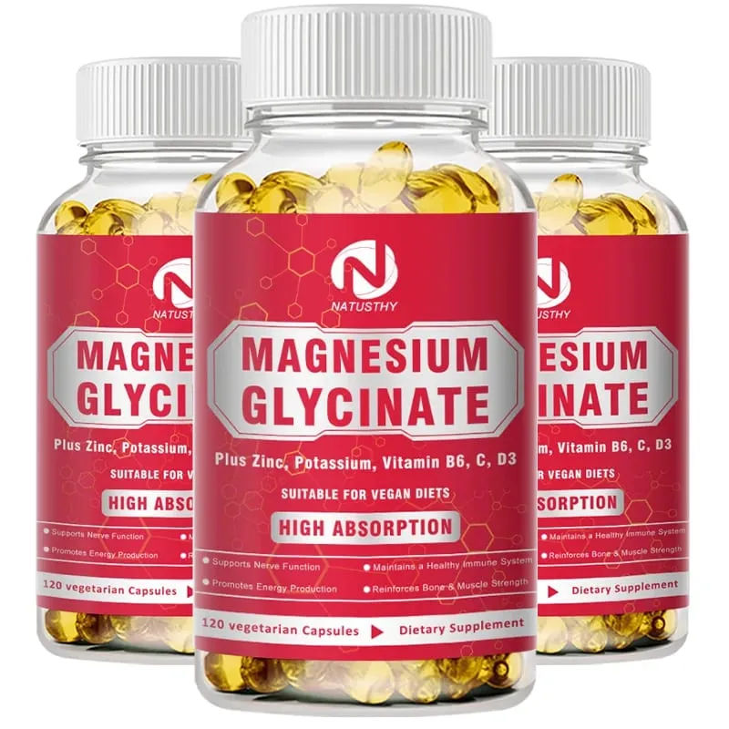 Magnesium Glycinate Capsules with Zinc Potassium for Muscle Heart Bone Immune System Health