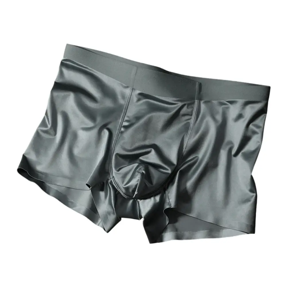 1pc Herren Nahtlose Boxershorts Atmungsaktive Schritt Höschen Eis Seide Boxershorts Bequeme Satin männer Unterwäsche Slips — image 5