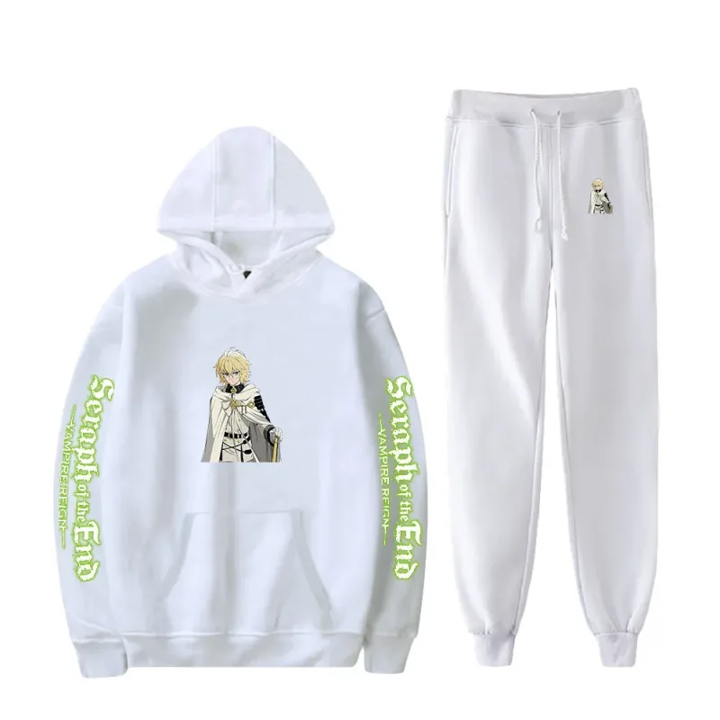 Harajuku Comfortable Seraph of the End Print Sweatshirt Sweatpants Suit Hoodies+ Trousers Suit Boys/Girls 2 Piece Set Clothes