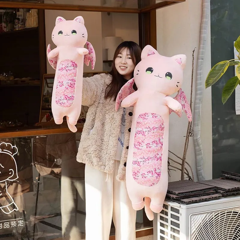 60 ซม.แมวน่ารักหมอน Cherry Blossom แมวปีกค้างคาวของเล่นตุ๊กตา Kawaii หมอนนอนนุ่มเบาะสาวของขวัญวันเกิด — image 8