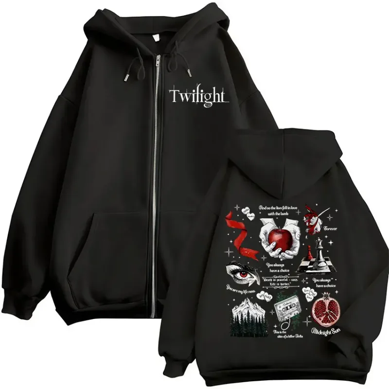 Twilight Vampire Wolf Romance Zipper Hoodies Edward Cullen Men's Women Clothing Fashion Casual Hip Hop Zip Up Hooded Sweatshirts