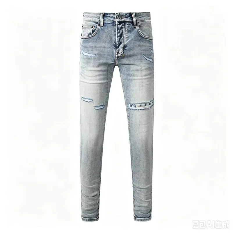 Luxury Streetwear Men's Jeans Americans Style Holes Long Trousers Quality Male Stretch Slim Pants Skinny Trousers — image 16