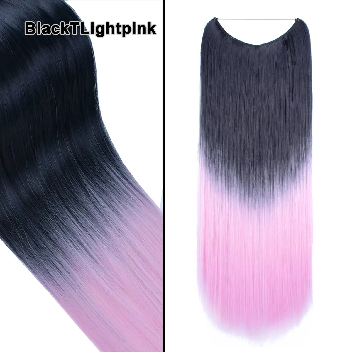 Jeedou Wavy Hair Extension Elasticity Invisible Wire Fish Line One Piece No Clips Synthetic Hairpieces Ombre Color For Ladies