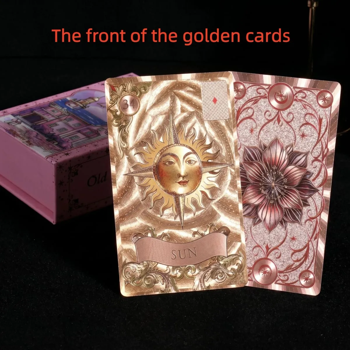 12*7cm Old Style Lenormand Oracle Cards 38 Pcs Gold Foil Waterproof PET Cards for Divination & Fortune Telling With Paper Manual