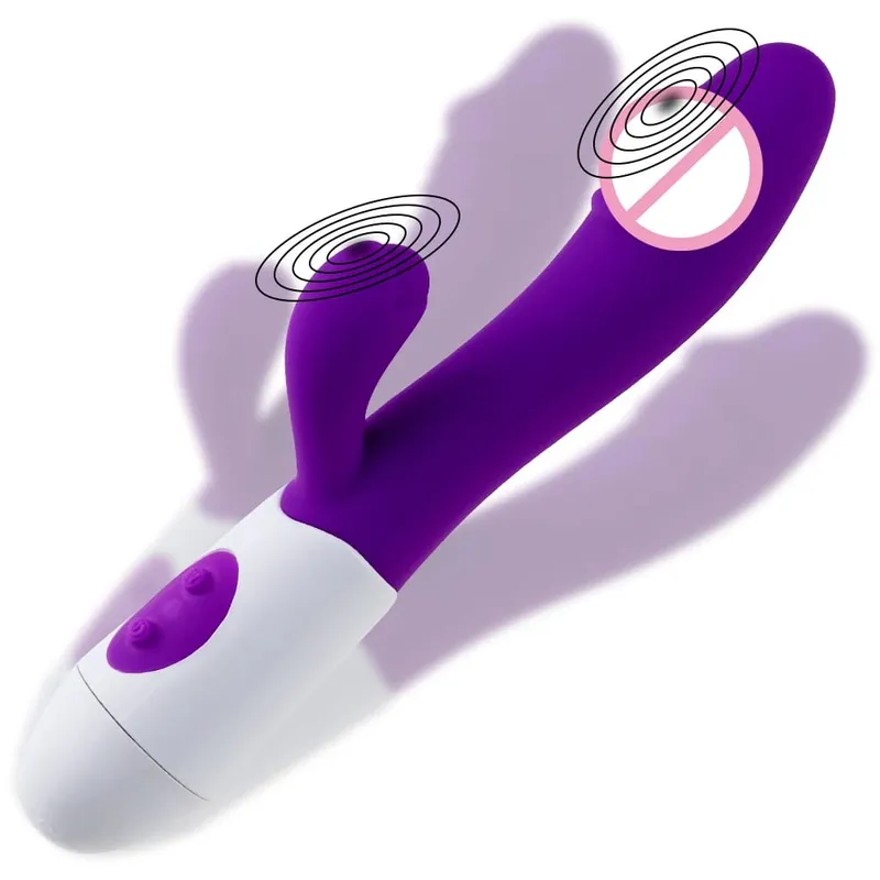 Silicone Rabbit Vibrator G Spot Dildo Dual Vibrating Clitoris Massager 10 Speeds Sex Toy for Women — image 8