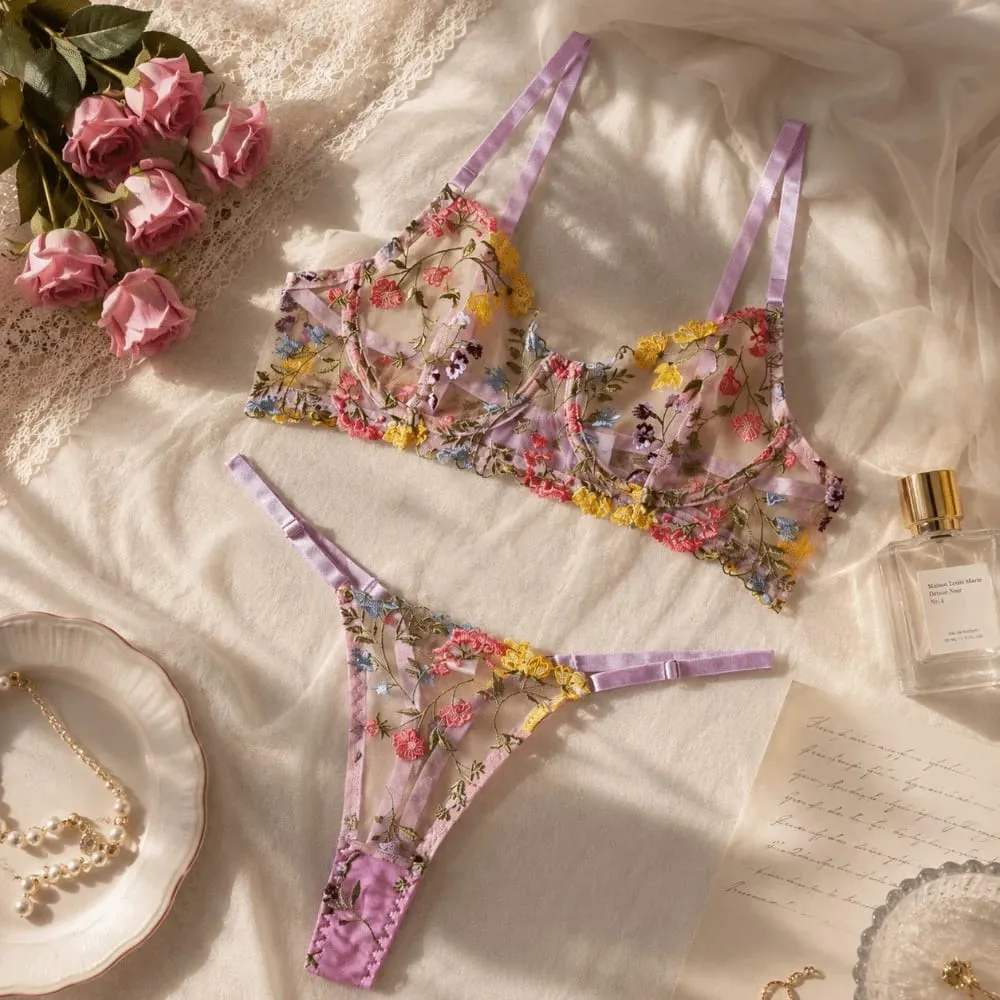 Sheer Intimates Transparent Lingerie Set Ultra-thin Elegant Panties Bra Set Push Up Bra Suit Lady — image 4
