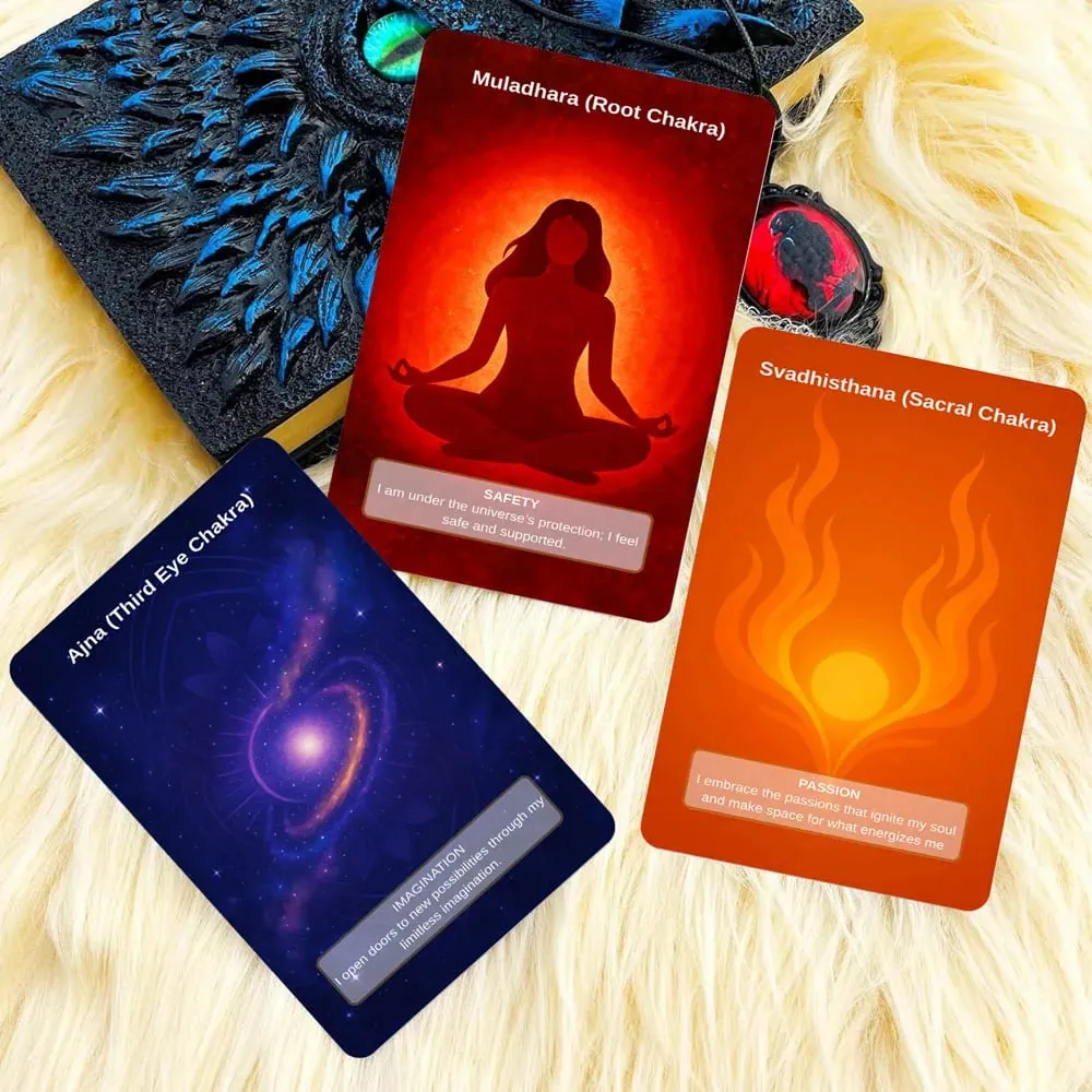 50 Card Deck Includes 1 Instructional Cards Chakra Intention Oracle Self-Connection & Energy Adjustment Practices