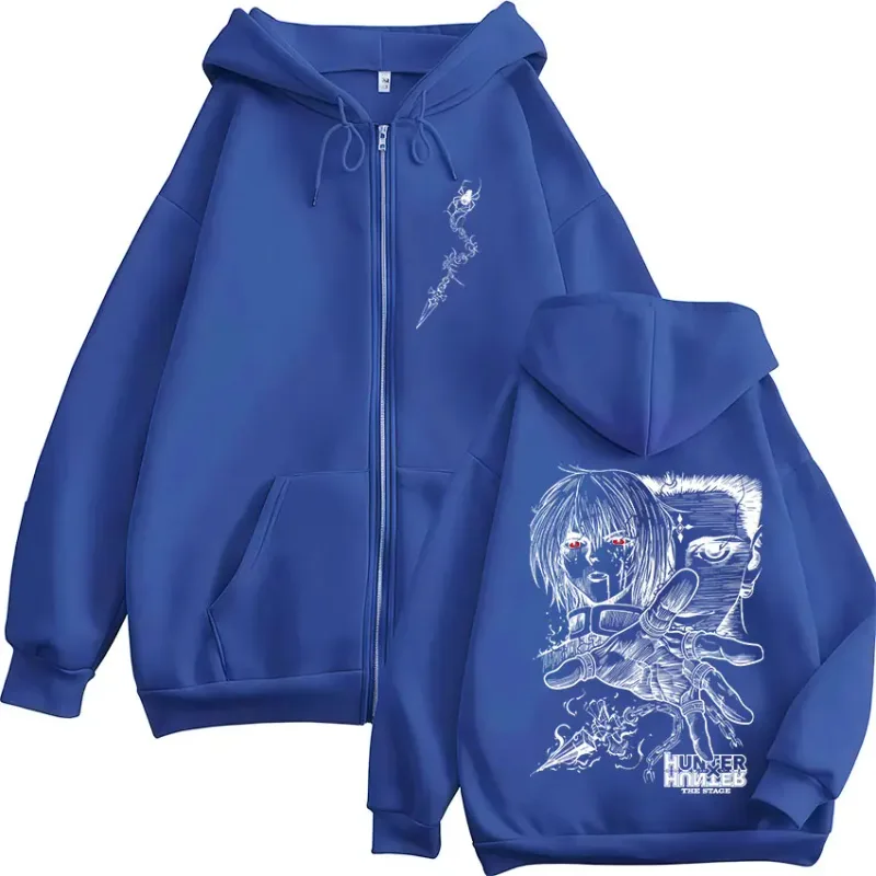 Anime Hunter X Hunter Kurapika Chrollo Lucilfer Zipper Hoodies Men Women Clothing Oversized Fleece Zip Up Hooded Sweatshirt Coat