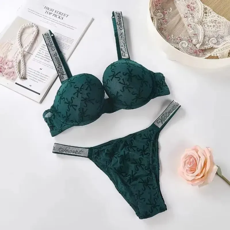 New Bra Panty Set Women Lace Push Up Bralette Seamless Comfortable Breathable Lingerie Home Wear Set Lingerie Set Underwear Set — image 4