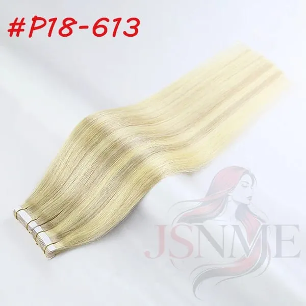 Straight Tape In Hair Extensions Invisible 100% Really Human Hair Tape Ins Black Brown Blonde 16-24 inch For Salon