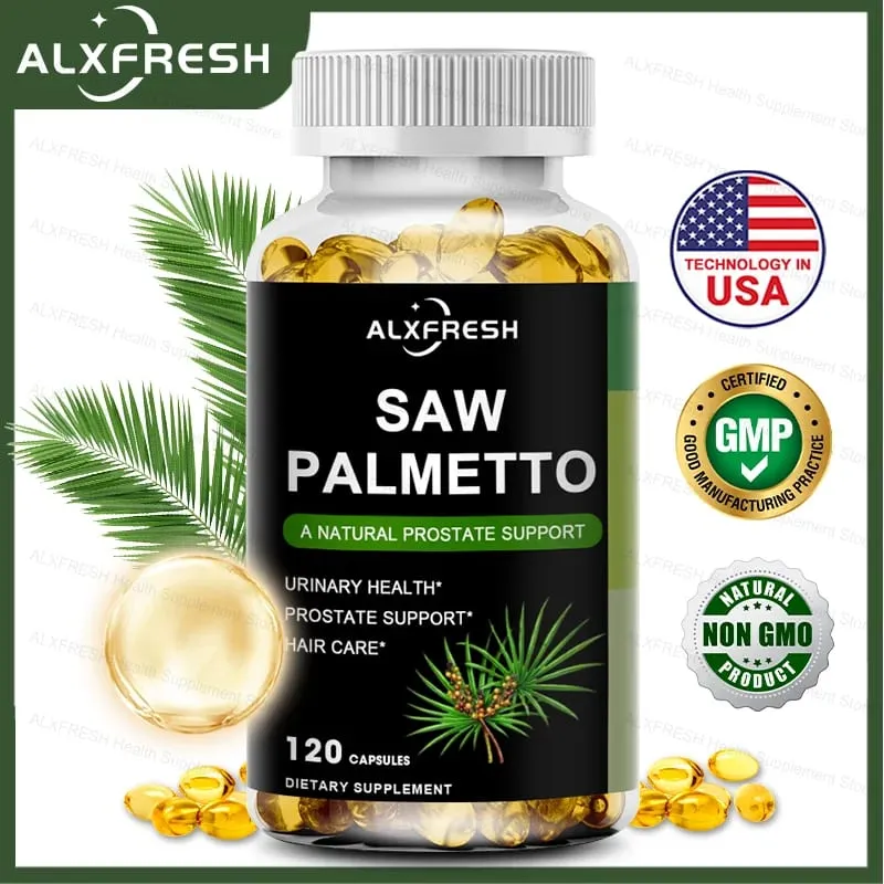 Saw Palmetto Capsules High Potency for Prostate Urinary Tract Bladder Hair Health Supplement — image 2