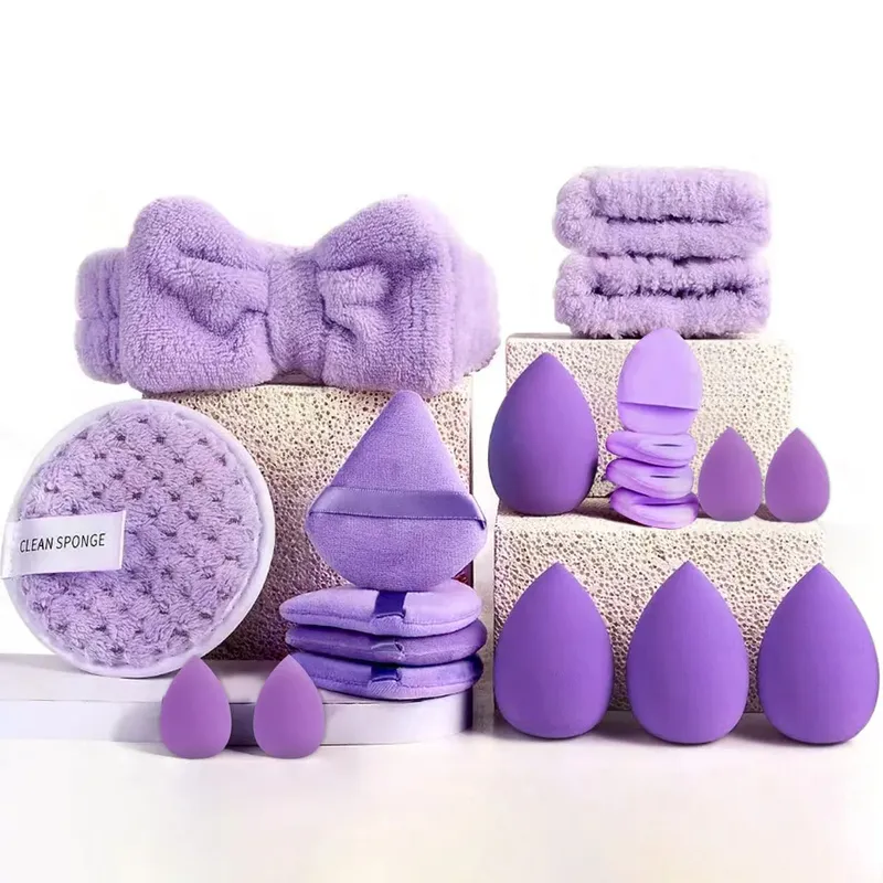 Kit de maquillage 33 pièces, grandes et petites éponges de beauté pour une application et un démaquillage impeccables, ensemble complet