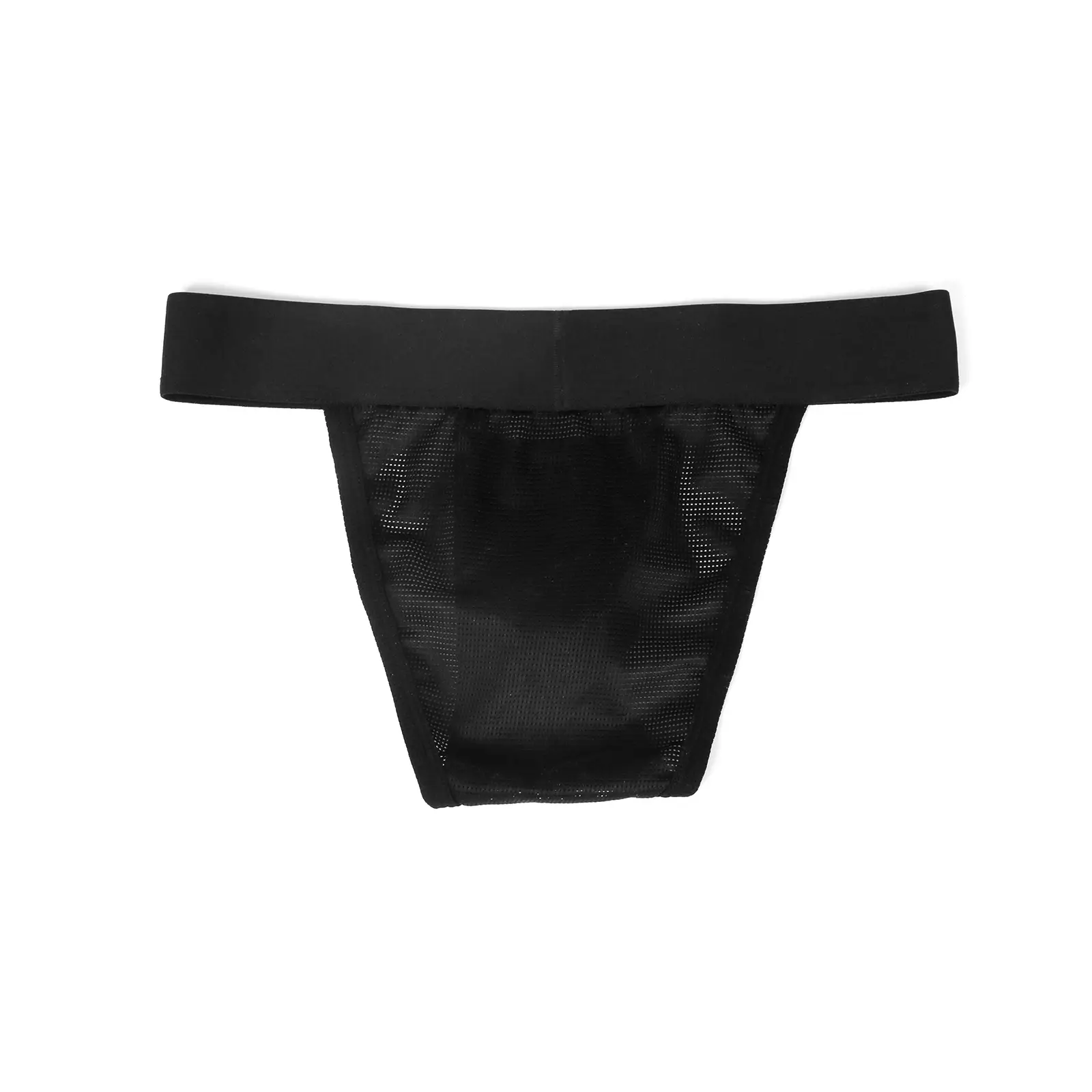Briefs Men Underwear Hollow Pouch Mesh Underpants Man High-cut Wide Waistband Brief Metal Buckle Decor