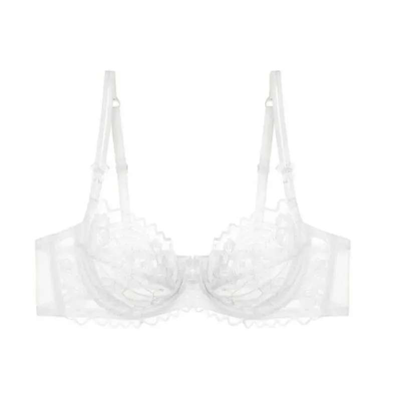 French Ultra-thin Lace Lingerie Set for Large Breasts Sexy See-through Underwire small Bust Lift Anti-sag Soft Comfy Daily Set