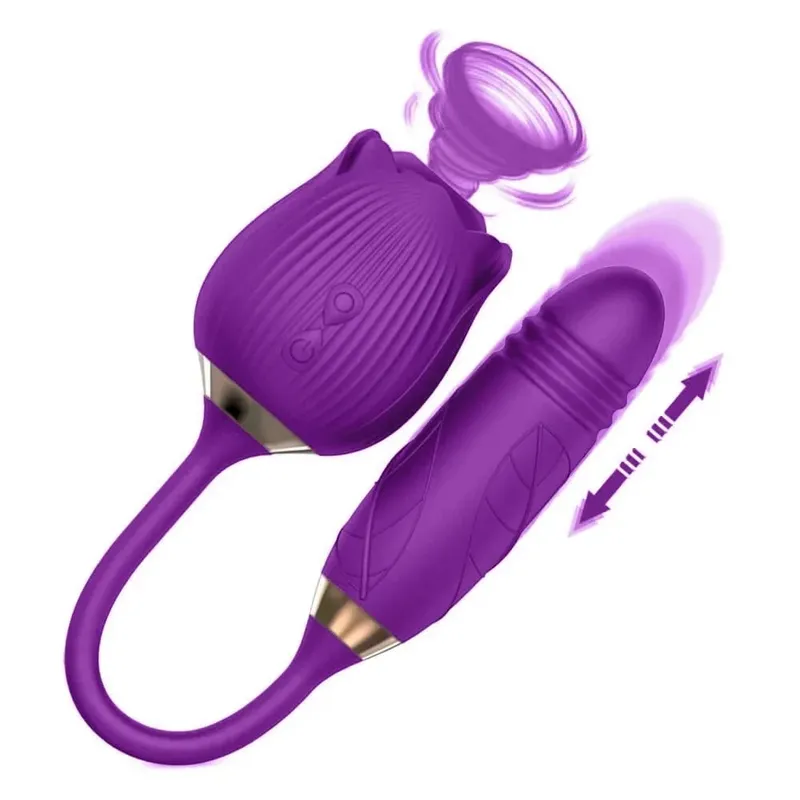 Rose Licking Vibrator for Women Telescopic Dildo Powerful Thrusting Vagin Massager Tongue Clitoris Stimulation Adult Sex Toys — image 11
