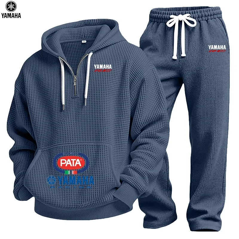 2026 Yamaha Spring/Autumn New Men's Waffle Hooded Sweatshirt Set - Top - Street Vacation Long-Sleeved Casual Fashion Outdoor Dai — image 5