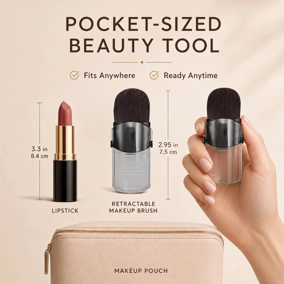 Mini Telescopic Makeup Brushes - Portable Nylon Bristles & ABS Handle for Blush/Powder/Foundation Multi-Use Travel Beauty Tools — image 6