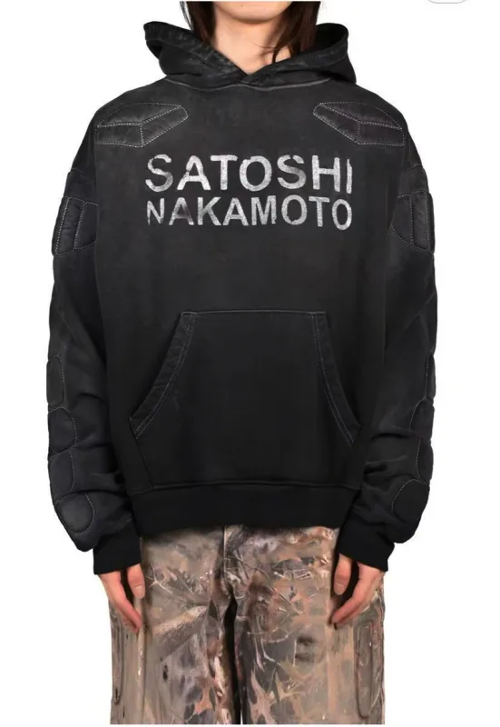 Street Casual SATOSHI Hoodies Pullover Embossed Pattern Embroidery Turtle Shell Design Washed Hooded Men Women Loose Sweatshirts — image 3