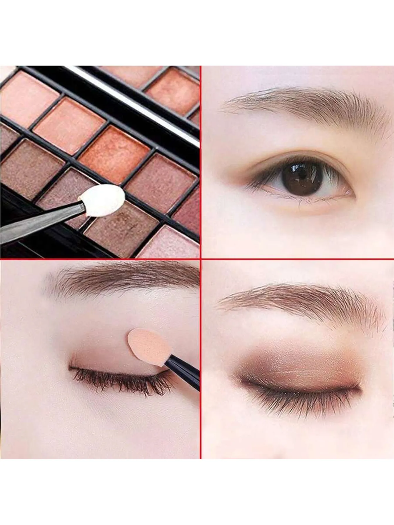 200/50/20 Double-Ended Eyeshadow Applicators Disposable Eye Makeup Brushes Double-Sided Sponge Applicators Suitable for Women and Girls (Black Nude White)