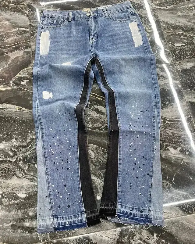 American Streetwear Splashed Ink Patchwo