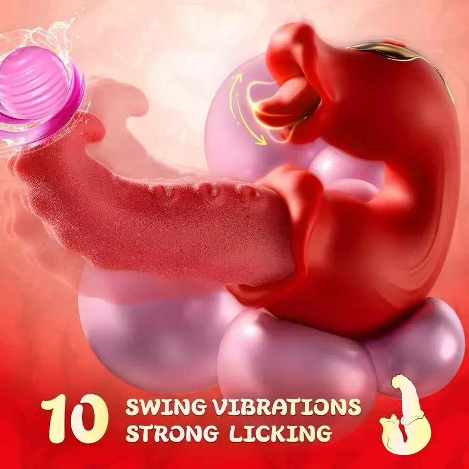 Rose Licking Realistic Tongue Vibrator G-spot Nipple Vagina Stimulator Clitoral Massager Thrusting Dildo Adult Sex Toy 18+